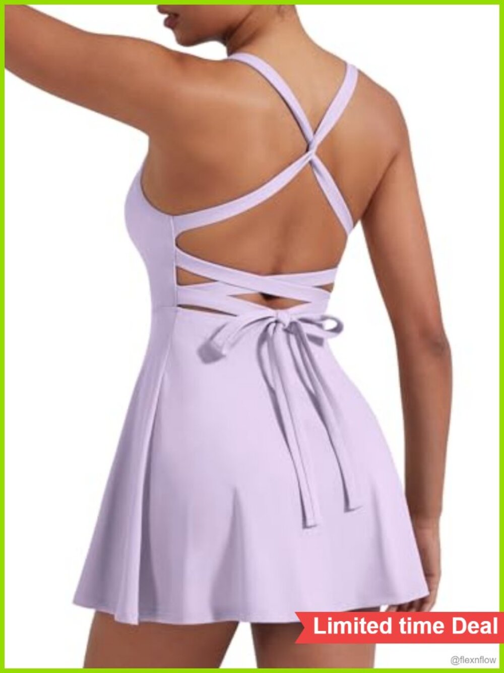Womens Tennis Dress with Shorts Pockets Backless Tie Workout Athletic Golf